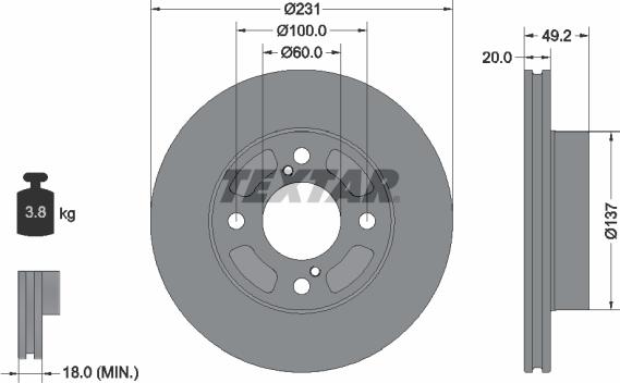 Textar 92314003 - Тормозной диск autospares.lv