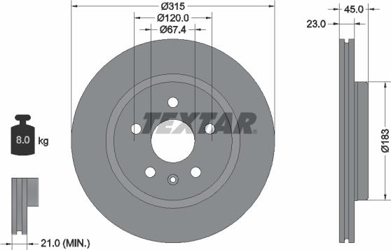 Textar 92315803 - Тормозной диск autospares.lv