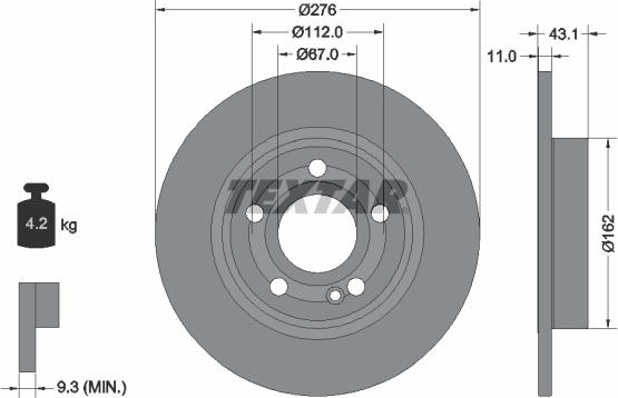 Textar 92316803 - Тормозной диск autospares.lv