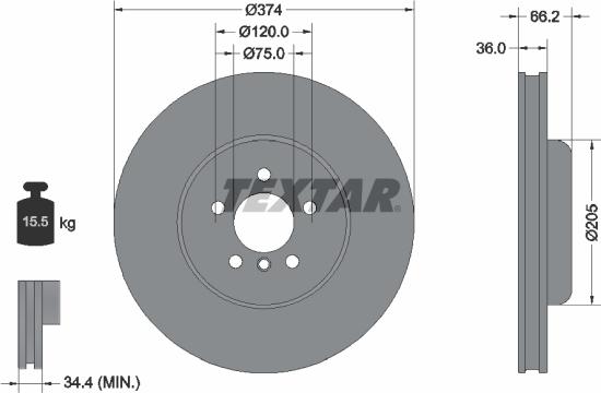 Textar 92312105 - Тормозной диск autospares.lv