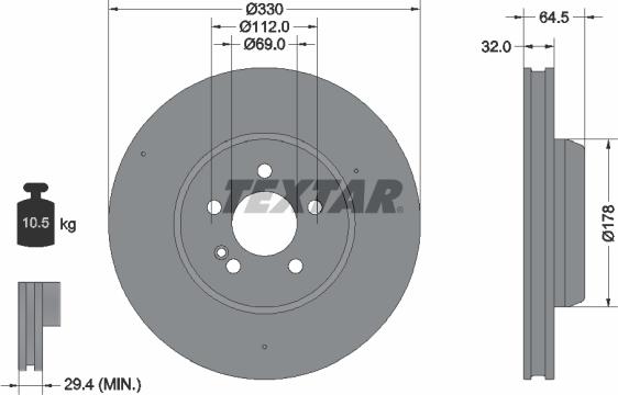 Textar 92331105 - Тормозной диск autospares.lv