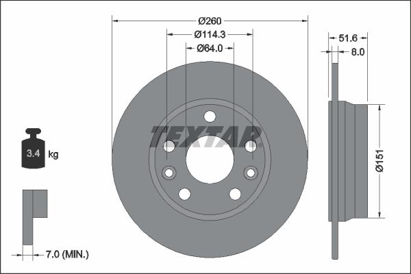 Textar 92337703 - Тормозной диск autospares.lv