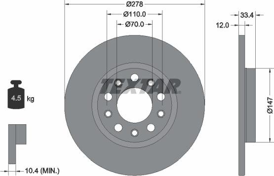 Textar 92326503 - Тормозной диск autospares.lv