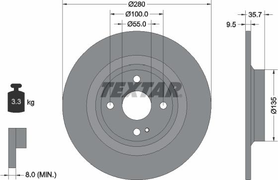 Textar 92320003 - Тормозной диск autospares.lv