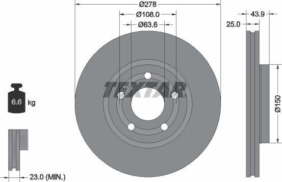 Textar 92327503 - Тормозной диск autospares.lv