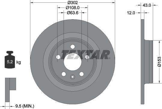 Textar 92295105 - Тормозной диск autospares.lv