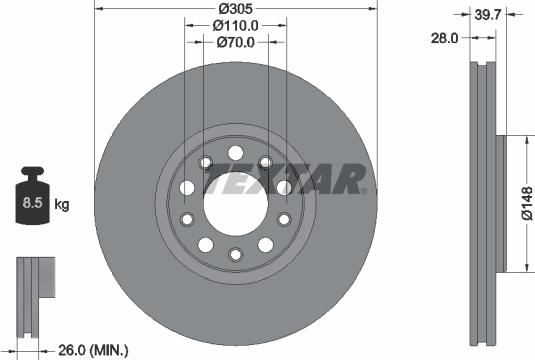 Textar 92293903 - Тормозной диск autospares.lv