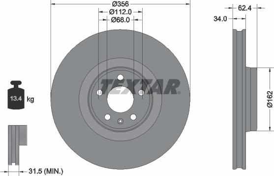 Textar 92293505 - Тормозной диск autospares.lv