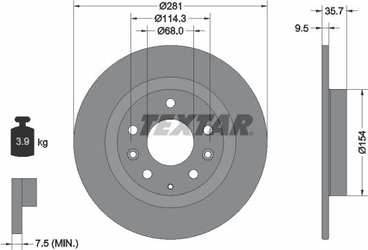 Textar 92293703 - Тормозной диск autospares.lv