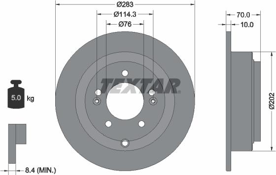 Textar 92244403 - Тормозной диск autospares.lv