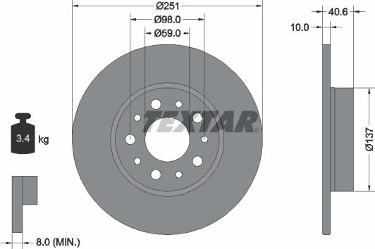 Textar 92244303 - Тормозной диск autospares.lv