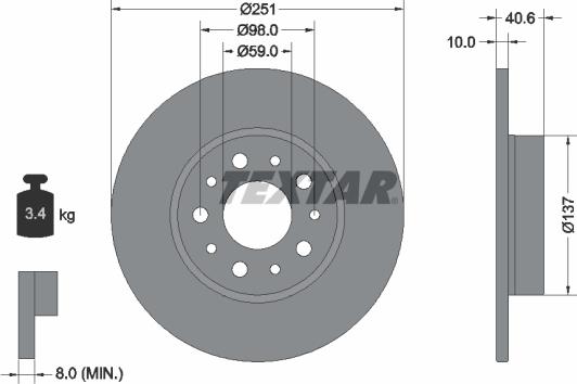 Textar 92244305 - Тормозной диск autospares.lv