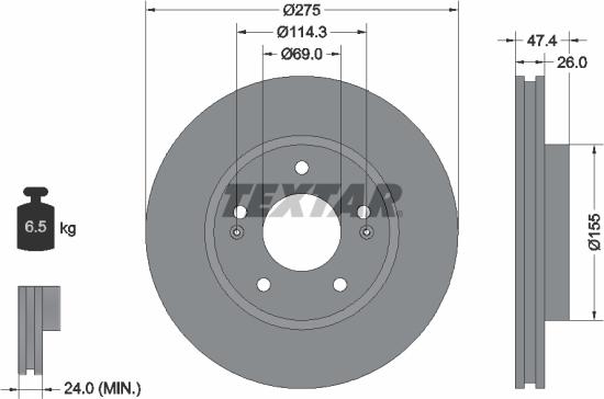 Textar 92240703 - Тормозной диск autospares.lv
