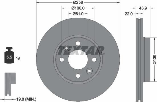 Textar 92241503 - Тормозной диск autospares.lv