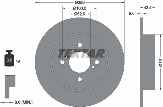 Textar 92242303 - Тормозной диск autospares.lv