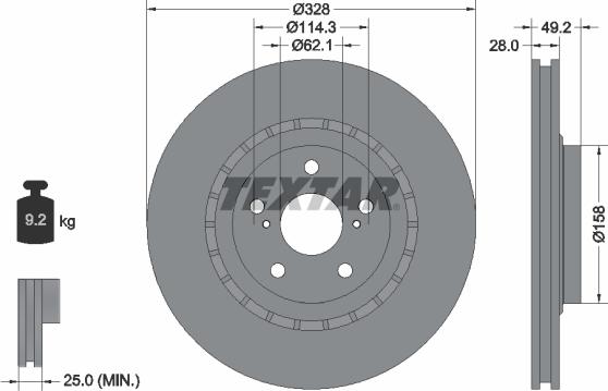 Textar 92259405 - Тормозной диск autospares.lv