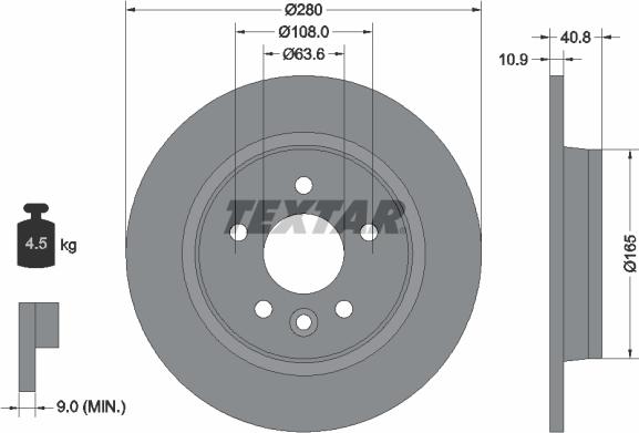 Textar 92255603 - Тормозной диск autospares.lv