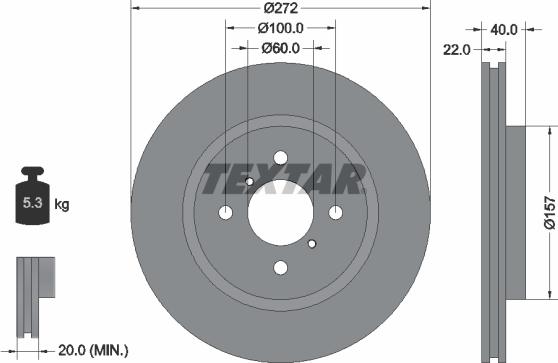 Textar 92255303 - Тормозной диск autospares.lv