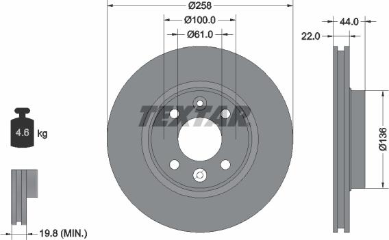 Textar 92255203 - Тормозной диск autospares.lv