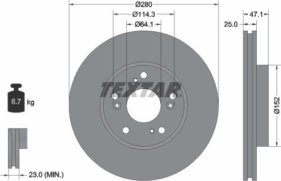 Textar 92252503 - Тормозной диск autospares.lv