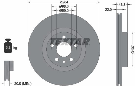 Textar 92252803 - Тормозной диск autospares.lv