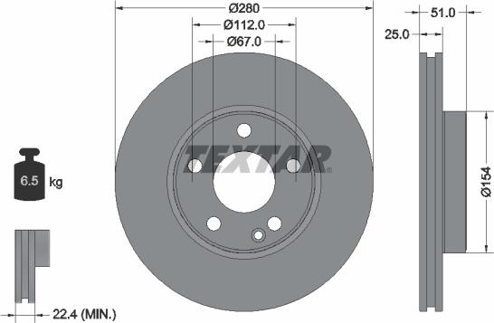 Textar 92257005 - Тормозной диск autospares.lv