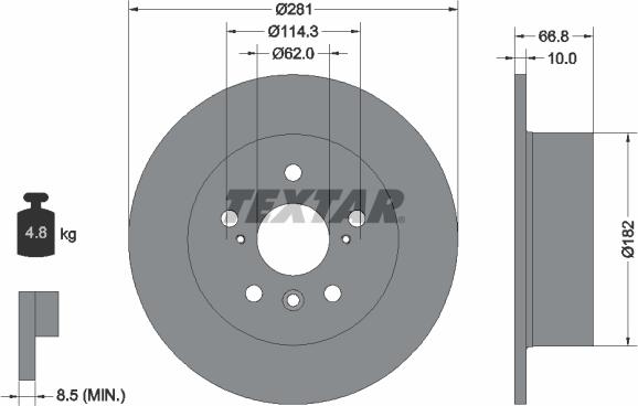 Textar 92257803 - Тормозной диск autospares.lv