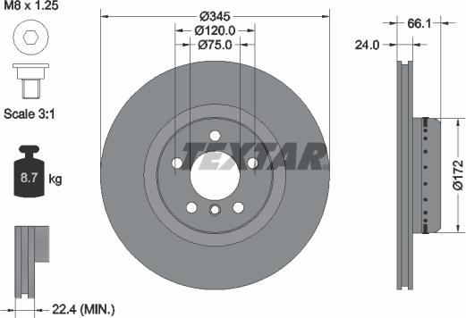 Textar 92265125 - Тормозной диск autospares.lv