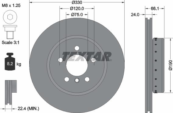 Textar 92265825 - Тормозной диск autospares.lv