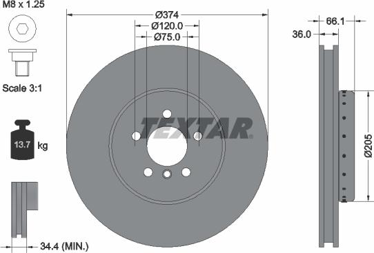 Textar 92266125 - Тормозной диск autospares.lv