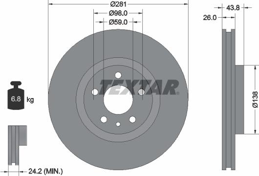 Textar 92261403 - Тормозной диск autospares.lv