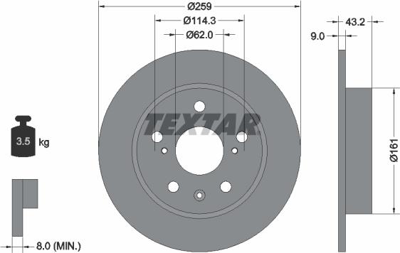 Textar 92268403 - Тормозной диск autospares.lv