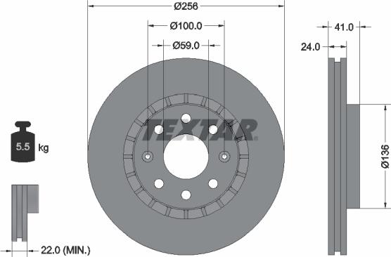 Textar 92263303 - Тормозной диск autospares.lv