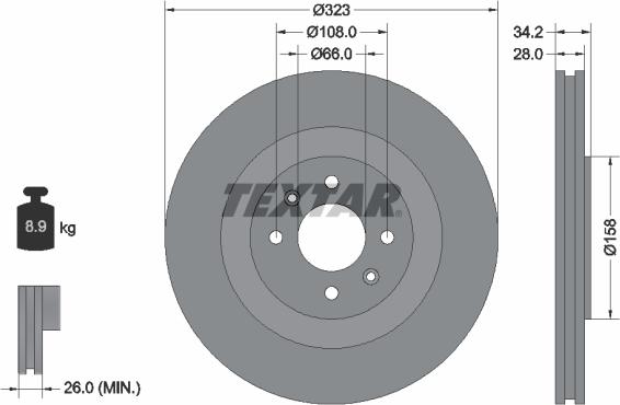 Textar 92267103 - Тормозной диск autospares.lv