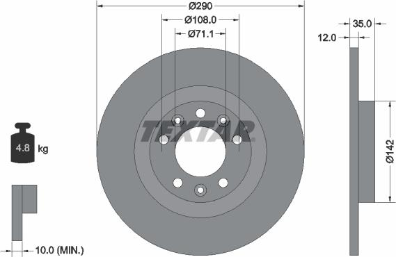 Textar 92267303 - Тормозной диск autospares.lv