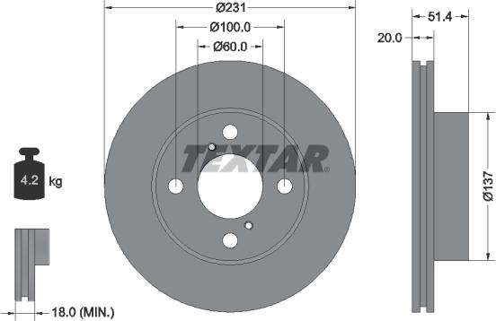 Textar 92204100 - Тормозной диск autospares.lv