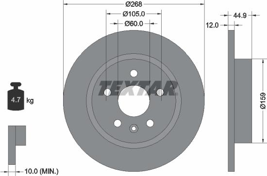 Textar 92205500 - Тормозной диск autospares.lv