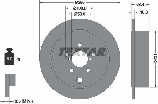 Textar 92200000 - Тормозной диск autospares.lv