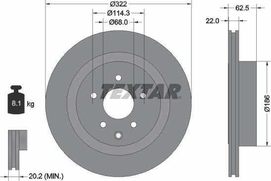 Textar 92203603 - Тормозной диск autospares.lv