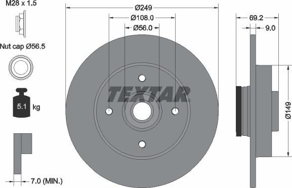 Textar 92202100 - Тормозной диск autospares.lv