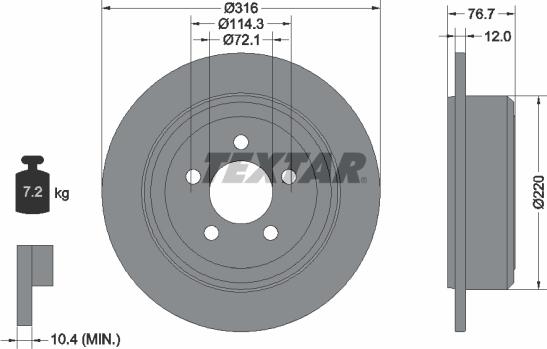 Textar 92202703 - Тормозной диск autospares.lv