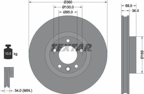 Textar 92219505 - Тормозной диск autospares.lv