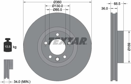 Textar 92219605 - Тормозной диск autospares.lv