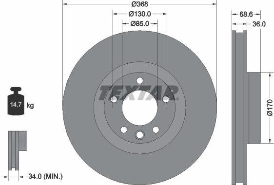 Textar 92213603 - Тормозной диск autospares.lv