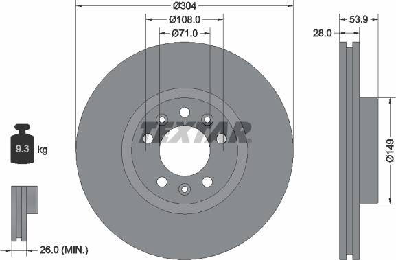 Textar 92287203 - Тормозной диск autospares.lv