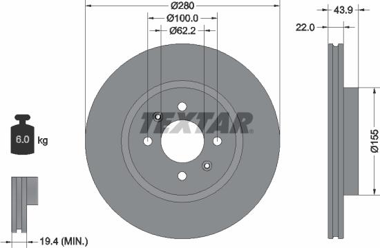 Textar 92239303 - Тормозной диск autospares.lv