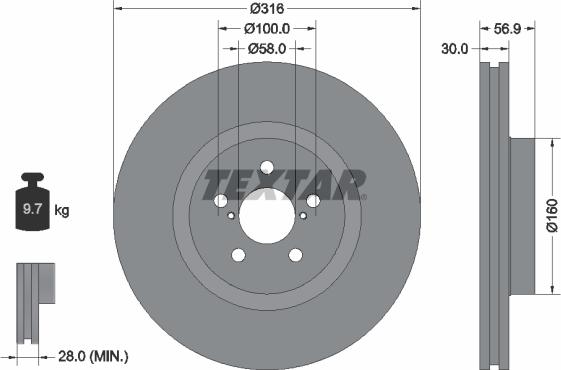 Textar 92236503 - Тормозной диск autospares.lv