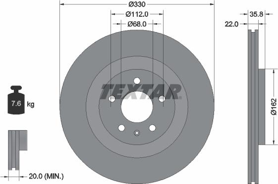 Textar 92238303 - Тормозной диск autospares.lv