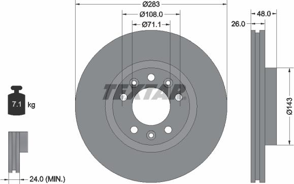 Textar 92232503 - Тормозной диск autospares.lv