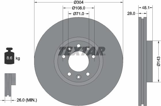 Textar 92232305 - Тормозной диск autospares.lv